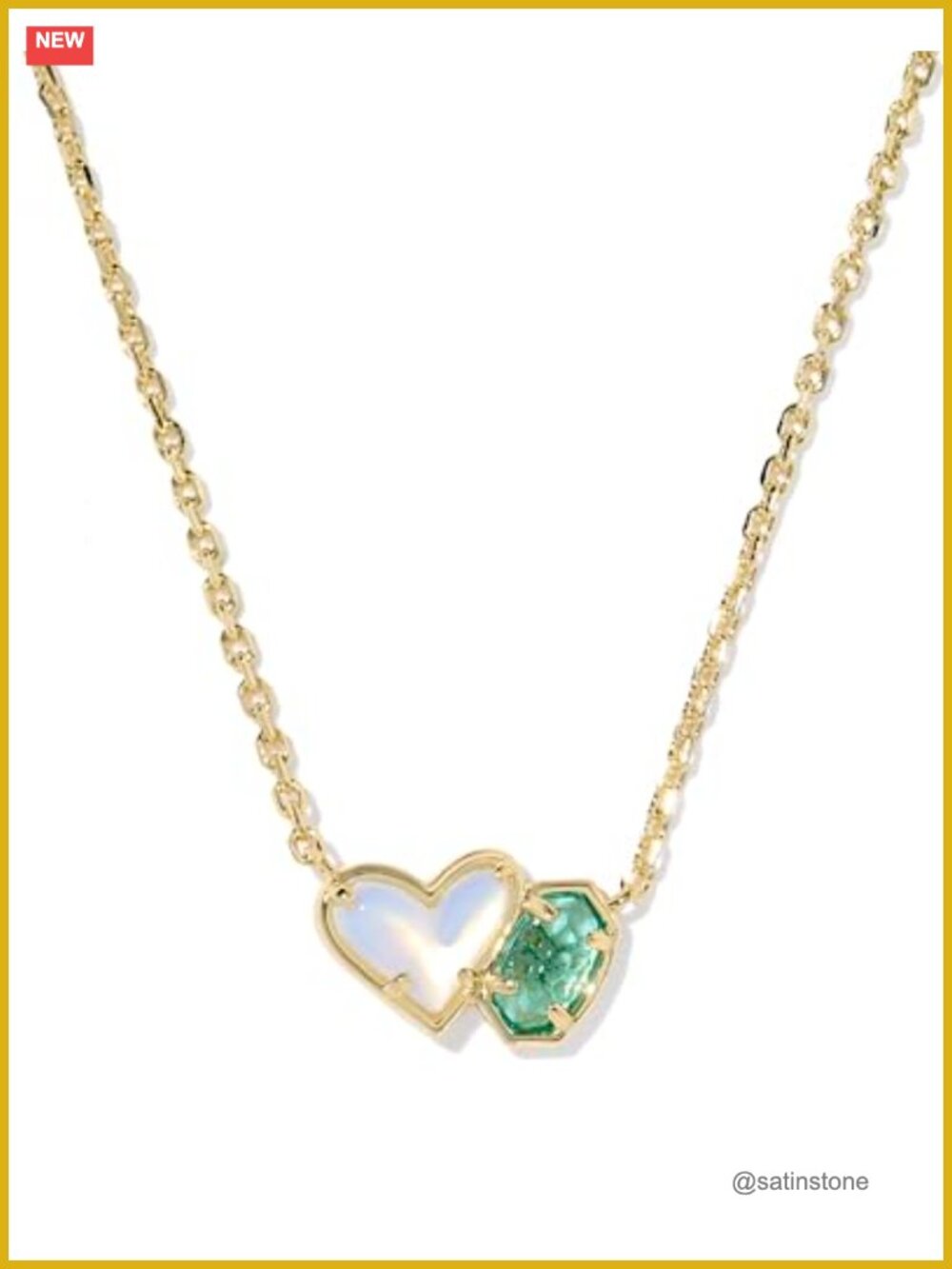 Gold Plated Brass Heart Pendant Necklace with 16 Inch Chain and 3 Inch Extender